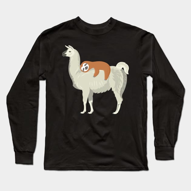 Cute & Funny Sloth Sleeping on Llama Long Sleeve T-Shirt by theperfectpresents